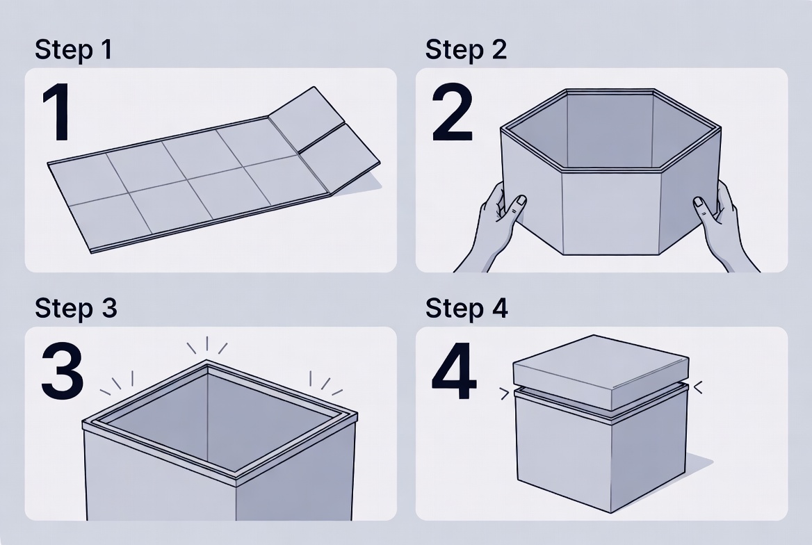 Foldable Magnetic Box Assembly Steps Foldable Magnetic Box Assembly Steps