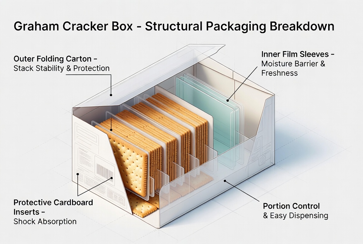 Cracker Packaging Structure Cutaway Cracker Packaging Structure Cutaway