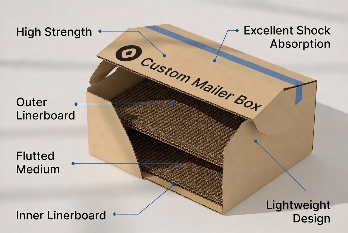 Corrugated Mailer Box Structure Cutaway