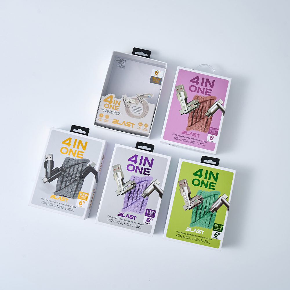 Custom Rigid Hook Boxes with Transparent Window for Power Bank Packaging