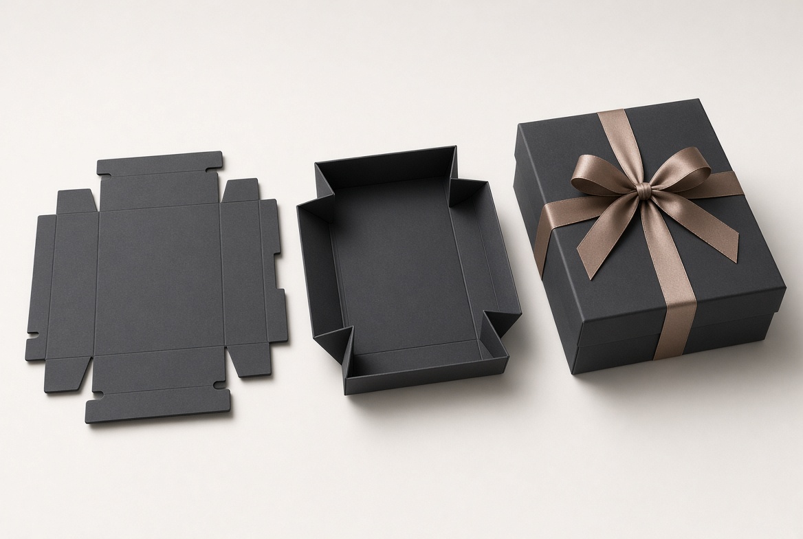 Flat Packed Gift Box Transformation Flat Packed Gift Box Transformation