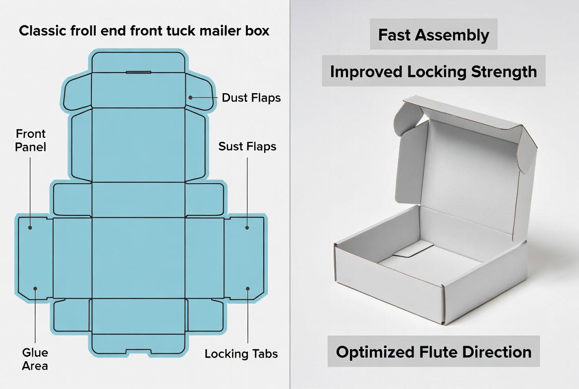 Mailer Box Dieline And Structural Features