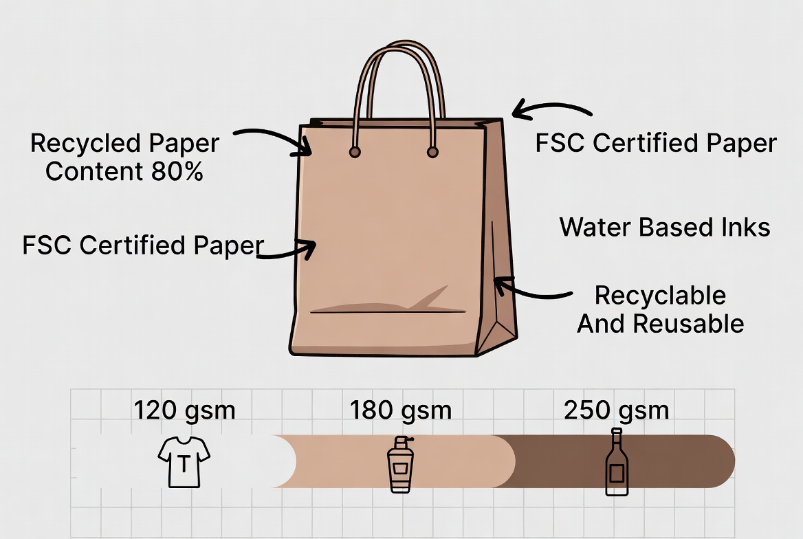Sustainable Paper Shopping Bag Specifications Infographic