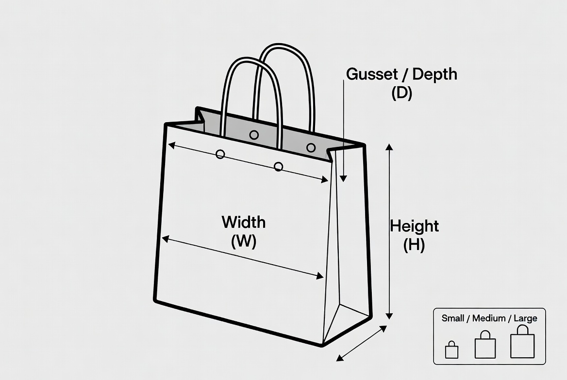 Paper Shopping Bag Width Gusset Height Guide