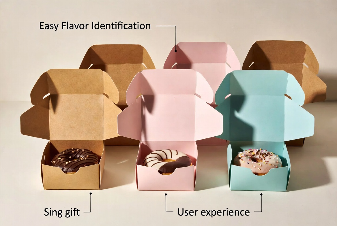Color Coded single donut boxes