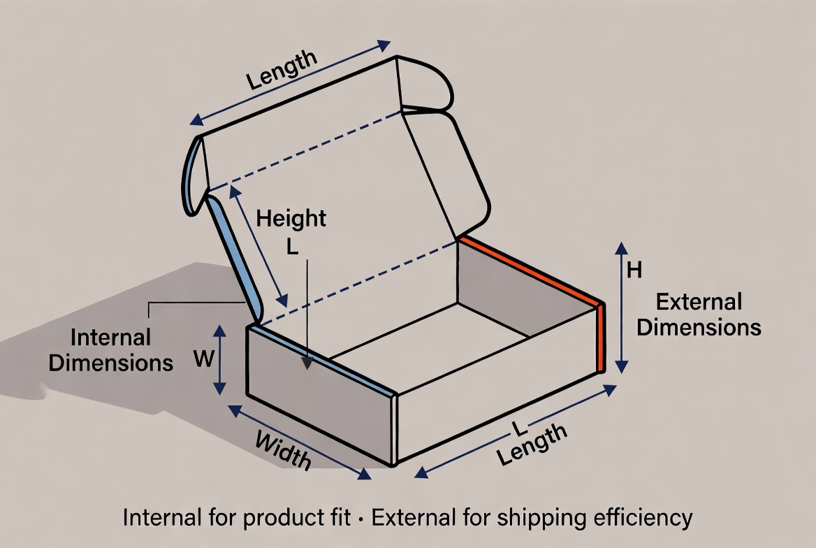 Internal And External Box Dimensions Diagram